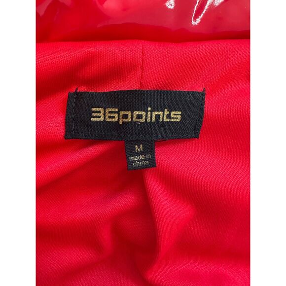 36Points Red Shiny Cropped Bomber Jacket Size Medium - Picture 5 of 5